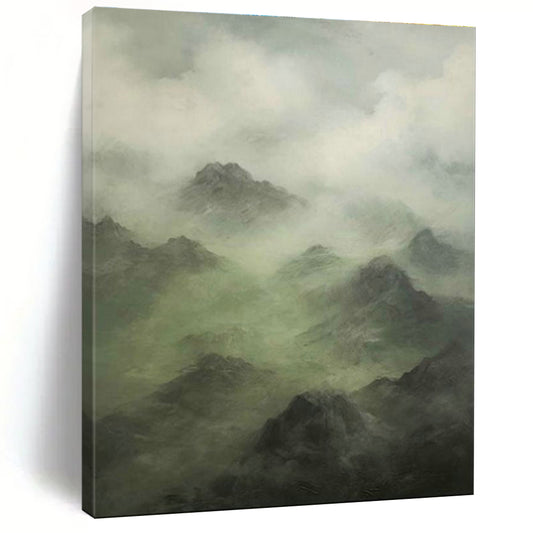 Misty Mountain Landscape Art for Nature - Themed Hotel Lobby & Serene Home Office DLZ2180