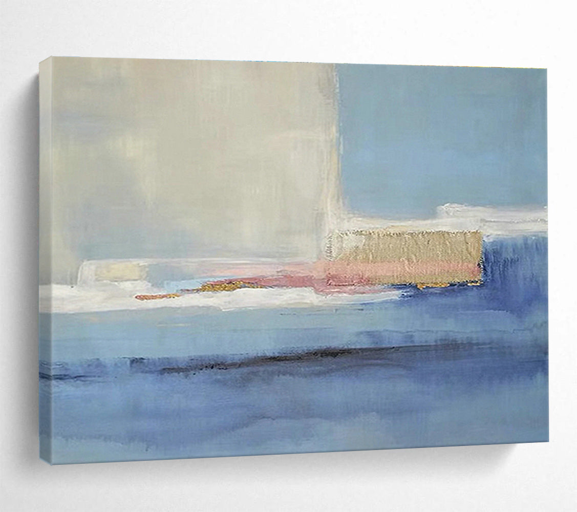 Sleek Blue - Pink Geometric Abstract Art for a Modern Hallway’s Stylish First Impression DLZ2791