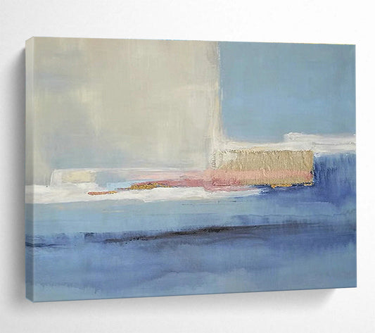 Sleek Blue - Pink Geometric Abstract Art for a Modern Hallway’s Stylish First Impression DLZ2791