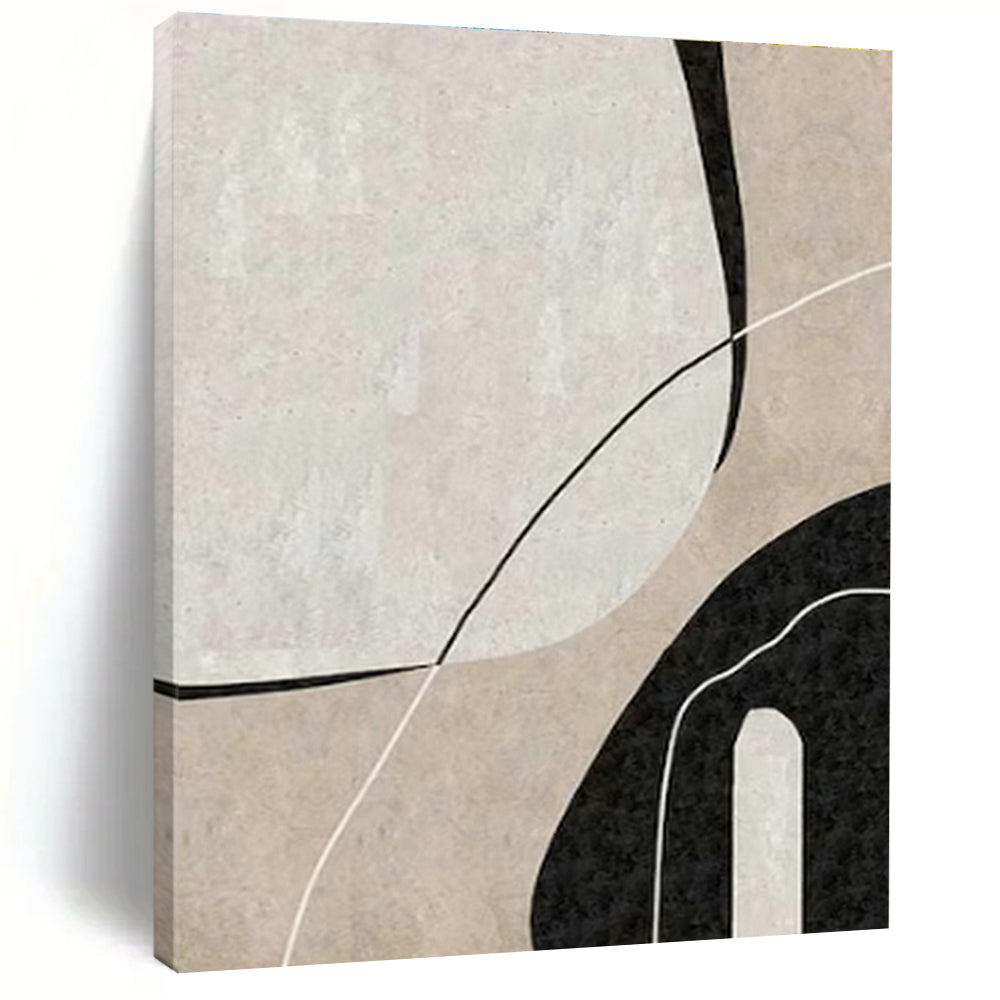 Beige - Black Abstract Art for Minimalist Home Office & Modern Art Gallery DLZ2070