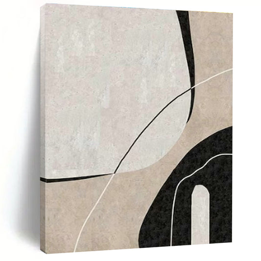 Beige - Black Abstract Art for Minimalist Home Office & Modern Art Gallery DLZ2070