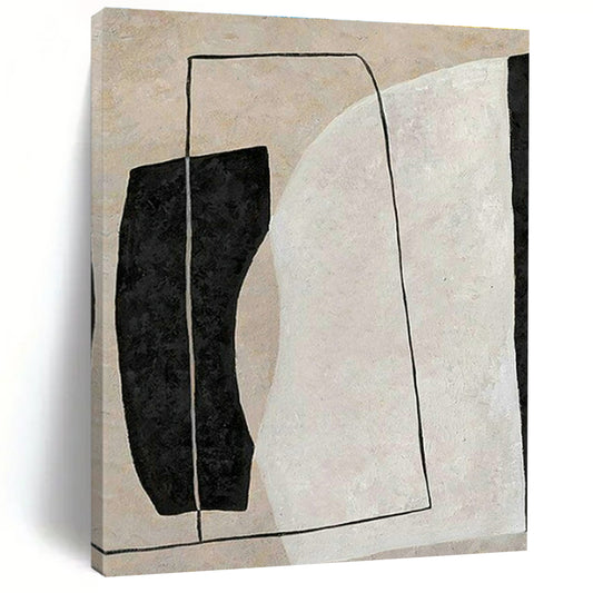 Beige - Black Abstract Art for Industrial - Chic Restaurant & Home Library DLZ2027
