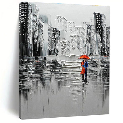 Textured Urban Rain Scene Art for City Café & Modern Living Room DLZ2300