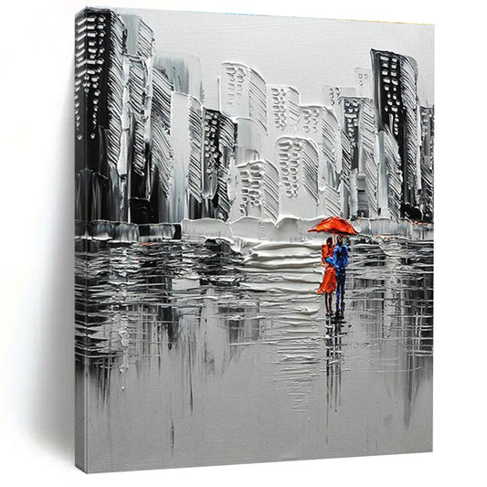 Textured Urban Rain Scene Art for City Café & Modern Living Room DLZ2300
