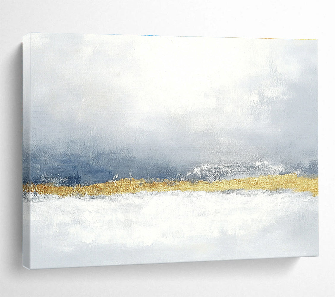 Gray - Gold Abstract Horizon Art for Modern Art Gallery & Sophisticated Hotel Lobby SC066