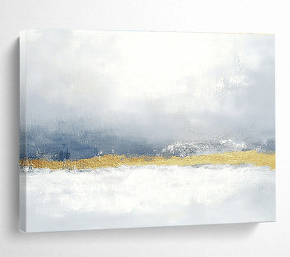 Gray - Gold Abstract Horizon Art for Modern Art Gallery & Sophisticated Hotel Lobby SC066
