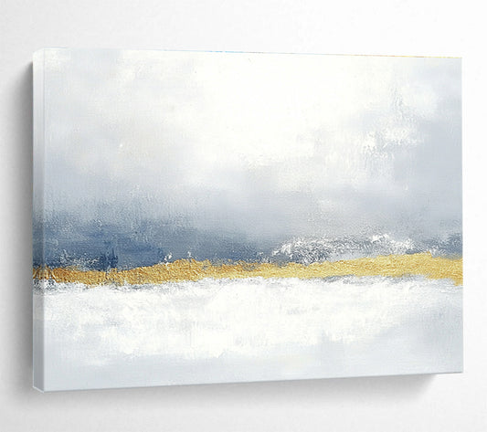 Gray - Gold Abstract Horizon Art for Modern Art Gallery & Sophisticated Hotel Lobby SC066