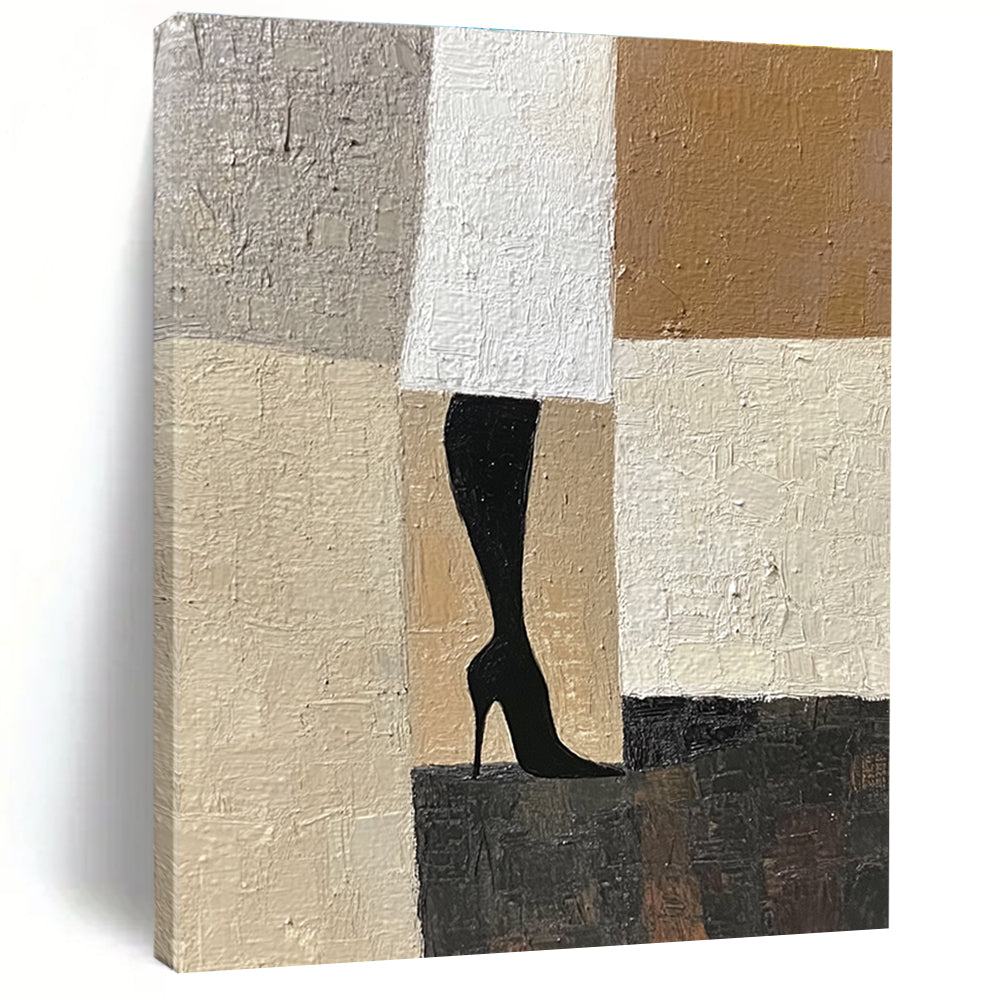 Black High - Heel and Geometric Background Art for Fashion - Themed Boutique & Glamorous Dressing Room STSC1327