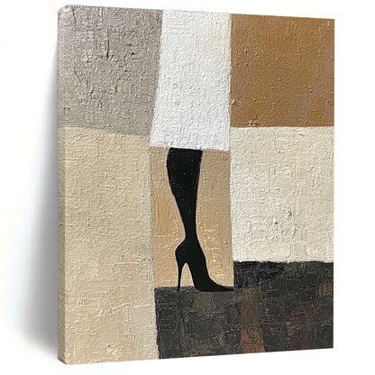 Black High - Heel and Geometric Background Art for Fashion - Themed Boutique & Glamorous Dressing Room STSC1327