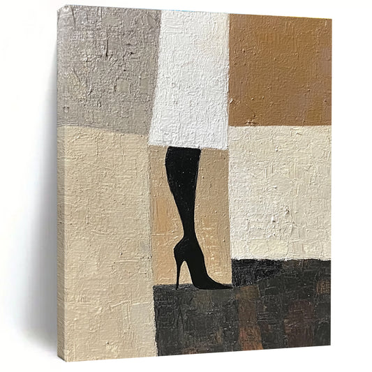 Black High - Heel and Geometric Background Art for Fashion - Themed Boutique & Glamorous Dressing Room STSC1327