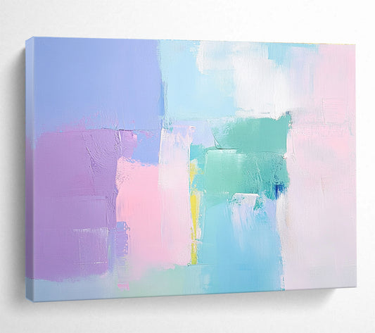 Pastel Color - Block Abstract Art for Feminine Bedroom & Soft - Toned Café SC255