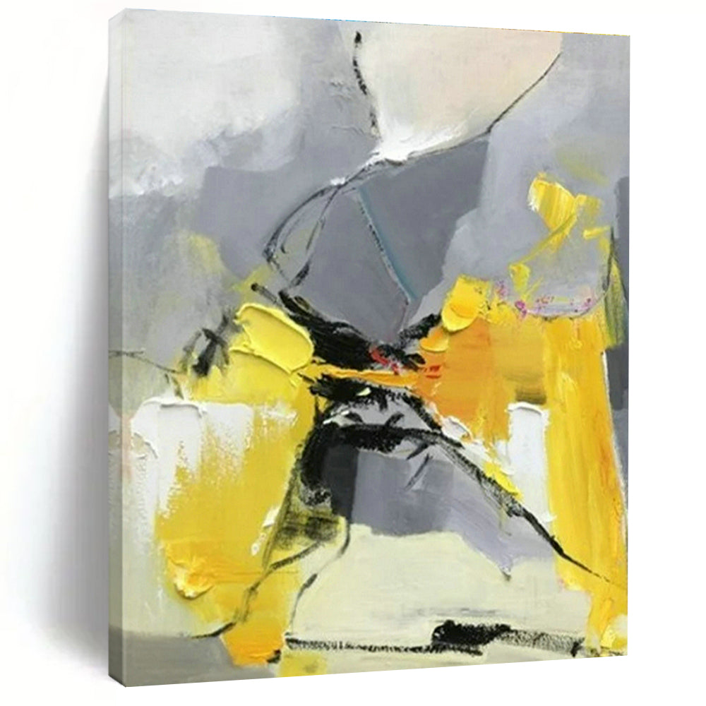 Yellow - Gray Geometric Abstract Art for Contemporary Kids’ Room & Design Studio Meeting Area DLZ1459