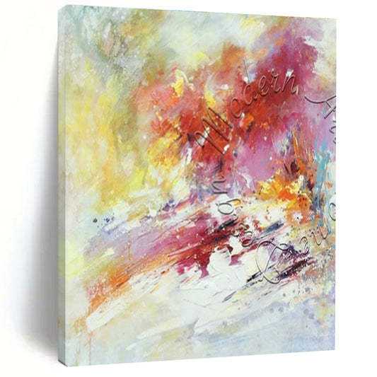 Pink - Yellow Abstract Art for Romantic Wedding Venue & Art Gallery Café DLZ1825