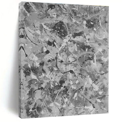 Gray - White Splatter Abstract Art for Industrial - Style Loft & Modern Art Studio DLZ0779