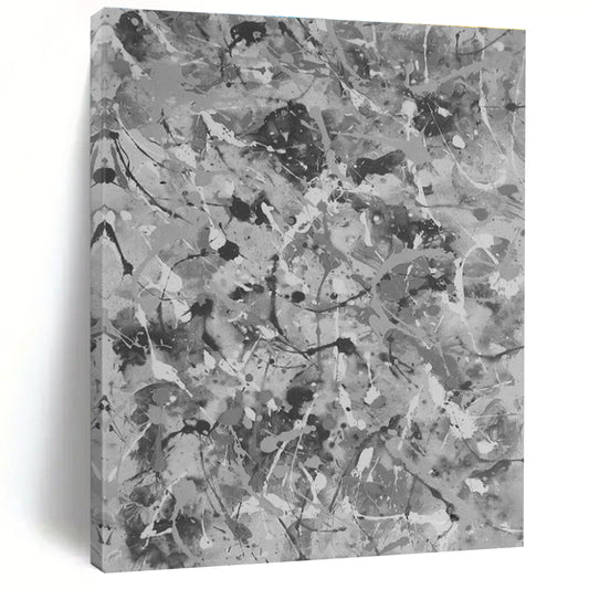 Gray - White Splatter Abstract Art for Industrial - Style Loft & Modern Art Studio DLZ0779