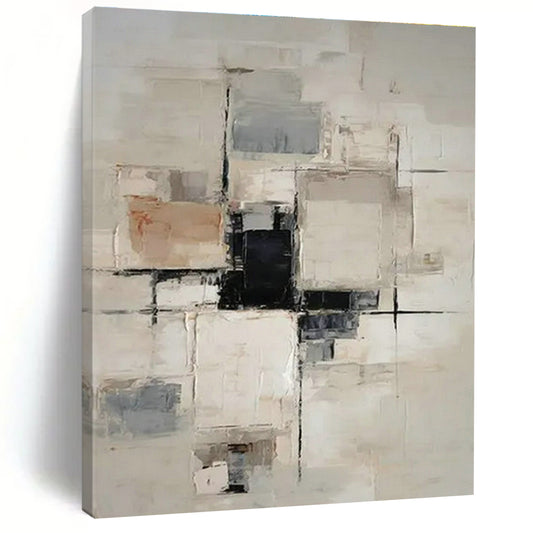 Gray - White - Brown Geometric Abstract Art for Urban Apartment & Corporate Meeting Room DLZ1755