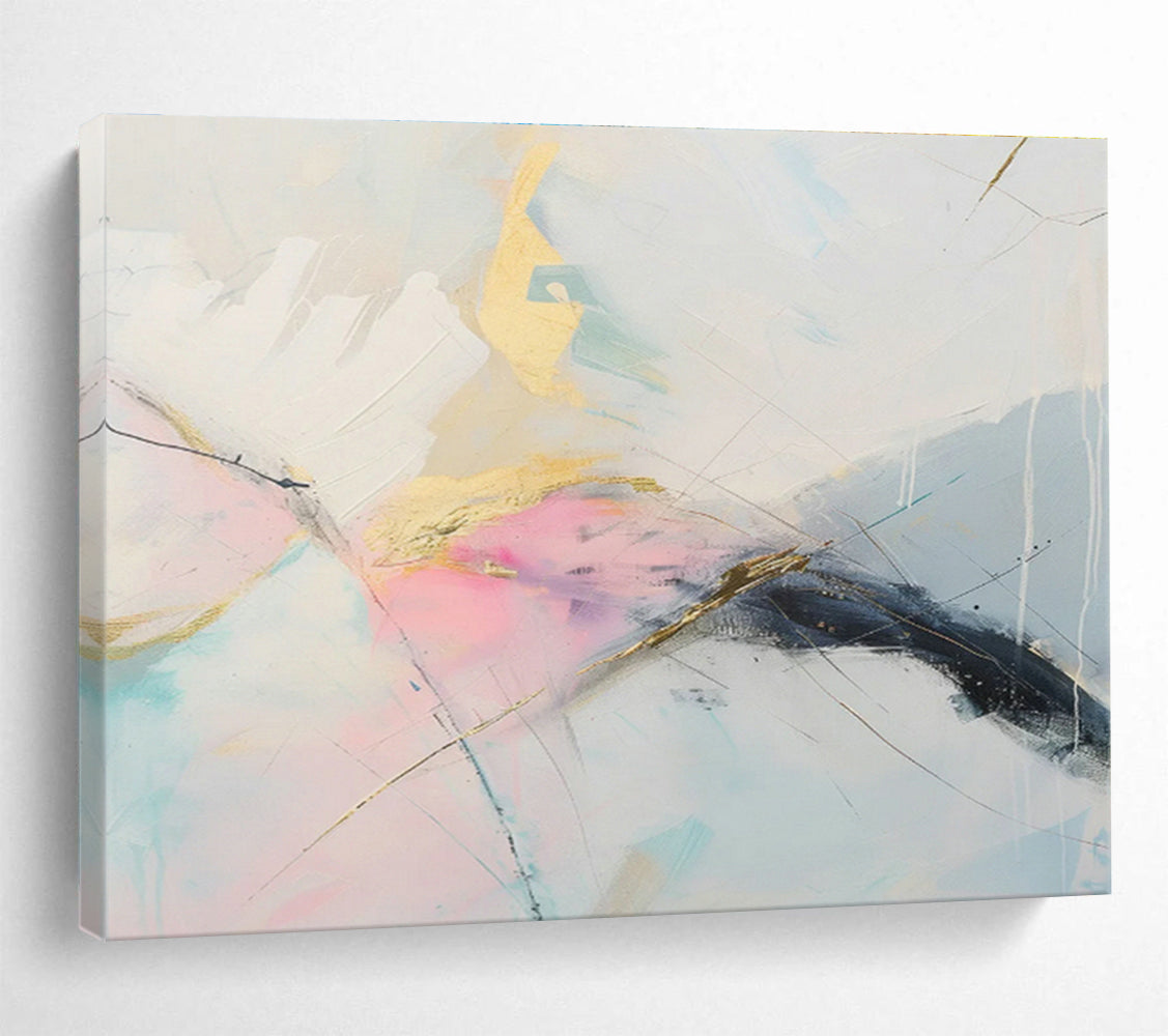 Gold - Pink Line Abstract Art for Elegant Bedroom DLZ2863