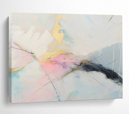 Gold - Pink Line Abstract Art for Elegant Bedroom DLZ2863