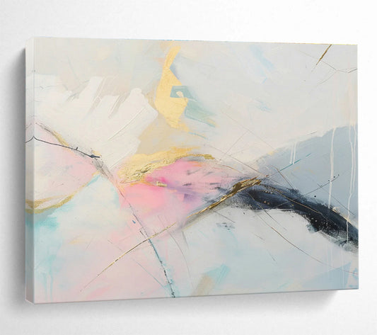 Gold - Pink Line Abstract Art for Elegant Bedroom DLZ2863