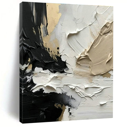 Black and Gold Textured Abstract Art for Luxury Hotel Lobby & Modern Home Office DLZ1590