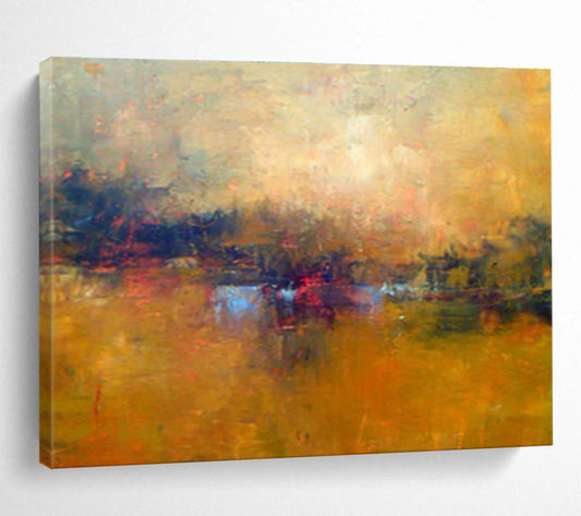 Warm Yellow Lakeside Landscape Artwork to Create a Cozy and Inviting Living Room Retreat DLZ2783