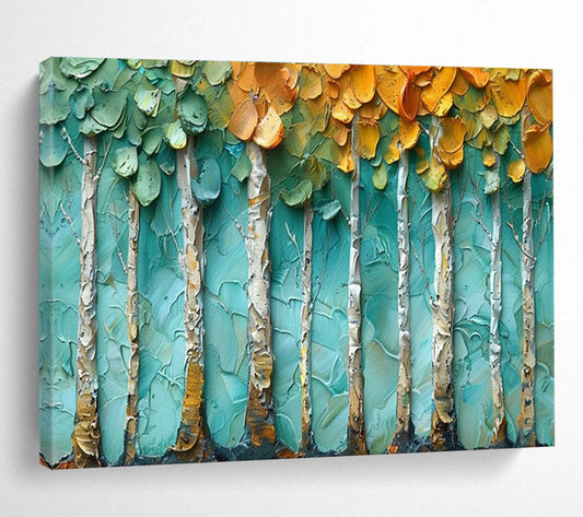 Textured Tree Row Art for Scandinavian - Style Home Office Walls DLZ3206