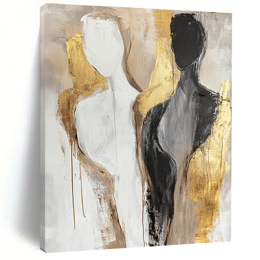 Abstract Human Forms in Neutrals for Scandinavian - Style Bedroom & Contemporary Art Gallery STSC441