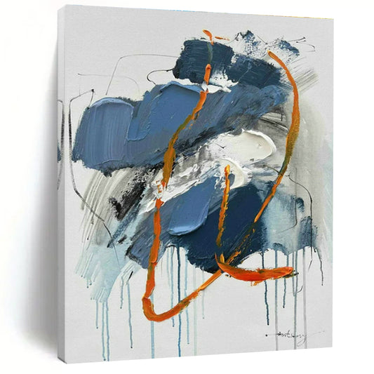 Blue - Orange Abstract Art for Beachfront Restaurant & Modern Art Pop - Up DLZ1689