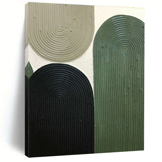 Green - Brown - Black Relief Art for Mid - Century Home & Outdoor - Inspired Restaurant DLZ1174