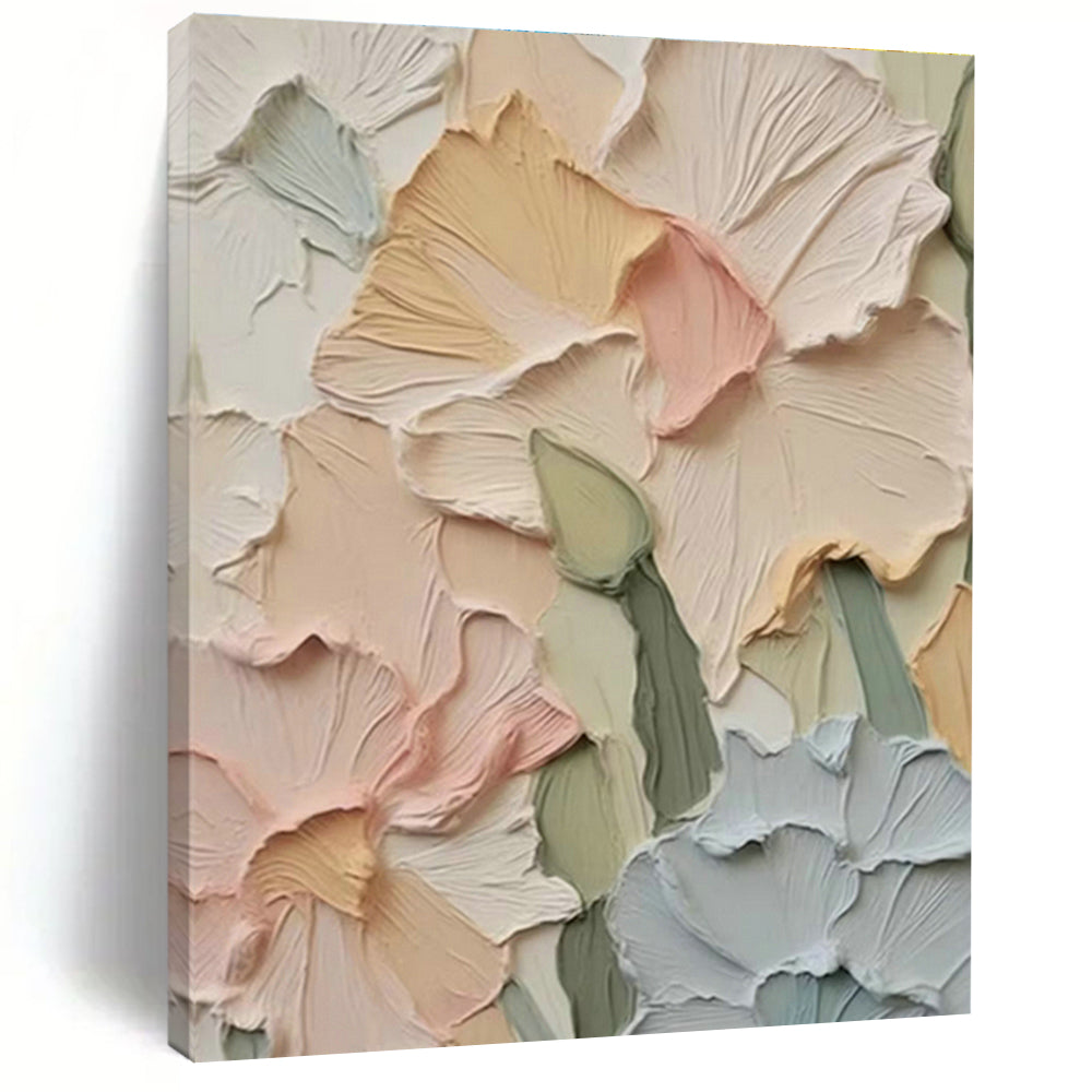 Textured Pastel Flower Art for Bohemian Bedroom & Garden - Themed Café DLZ1400