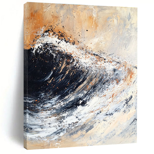 Dynamic Wave in Neutral Tones Art for Coastal Restaurant & Nautical - Themed Home Office STSC140