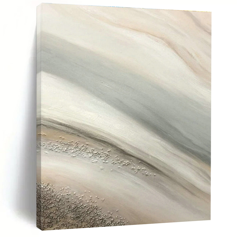 Silver - Beige Abstract Flow Art for High - End Jewelry Store & Luxury Yacht Cabin DLZ1497