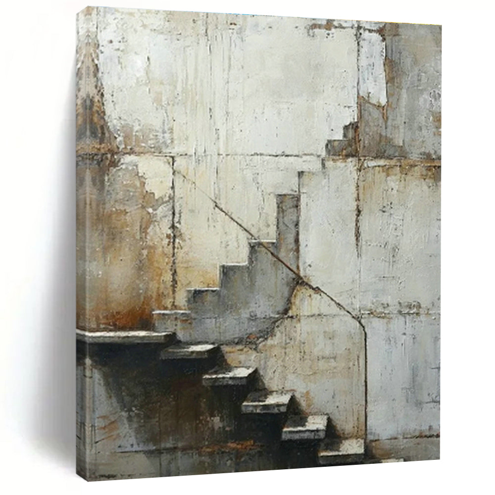 Weathered Wall & Stairs Realistic Art for Living Room & Office Hallway DLZ0523