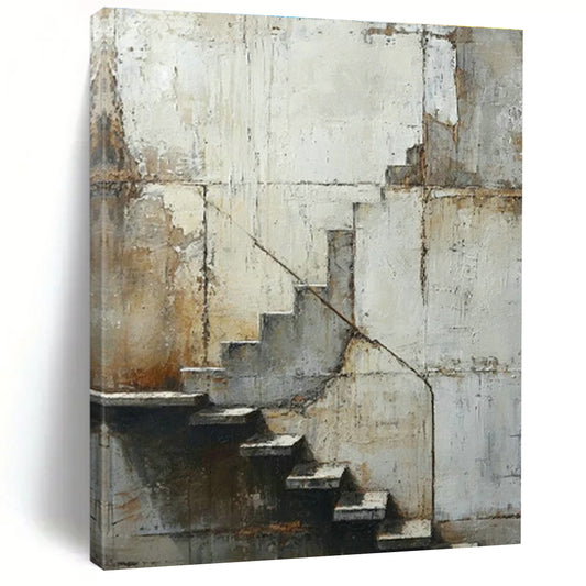 Weathered Wall & Stairs Realistic Art for Living Room & Office Hallway DLZ0523