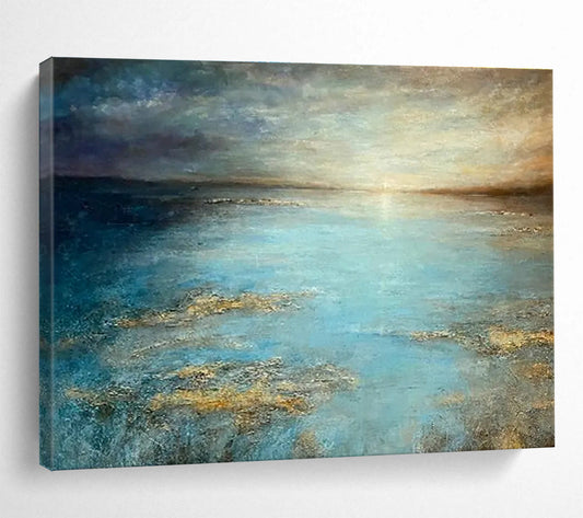 Bright Sea View Oil Painting for Coastal Home Master Bedroom Walls DLZ3155