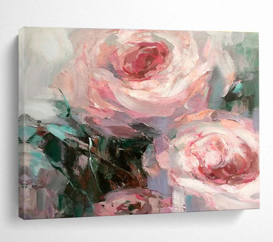 Soft Pink Rose Oil Painting for Romantic Wedding Venue Decor DLZ3108