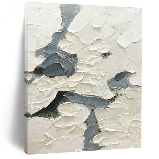 Gray - White Textured Abstract Art for Modern Bedroom & Luxury Hotel Suite DLZ1167