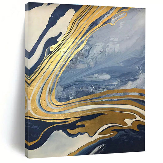 Blue - Gold Marble Abstract for Luxury Yacht Interior & High - End City Penthouse DLZ0877