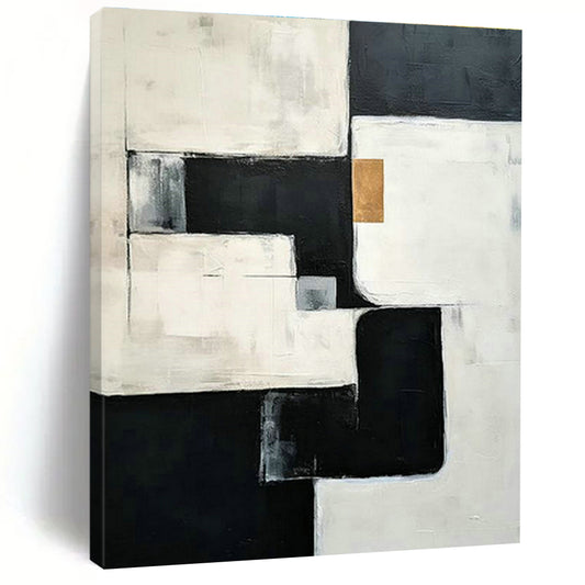 Black - White - Gold Geometric Art for High - End Retail Store Interiors DLZ0118