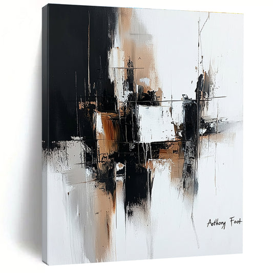 Black, White, and Brown Abstract Composition Art for Minimalist Bedroom & Art - Loving Entrepreneur’s Office STSC1356
