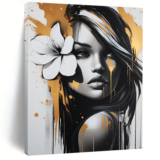 Monochrome Woman with Gold Accents for Luxury Beauty Salon & Contemporary Art Lounge STSC904