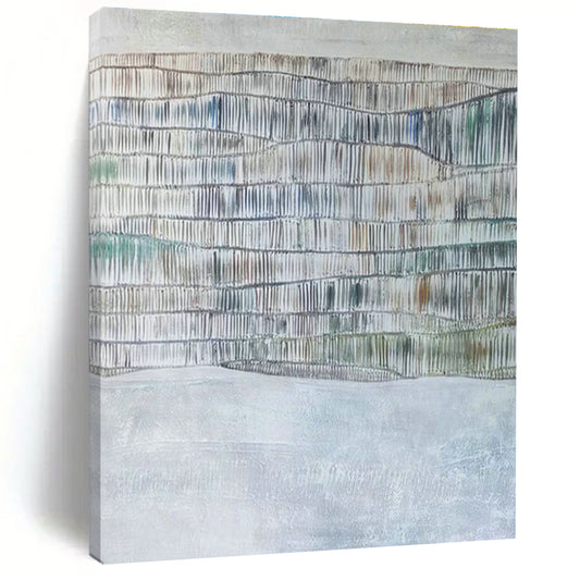 Textured Gray - White Wave Abstract Art for Minimalist Living Room & Art Gallery DLZ1050