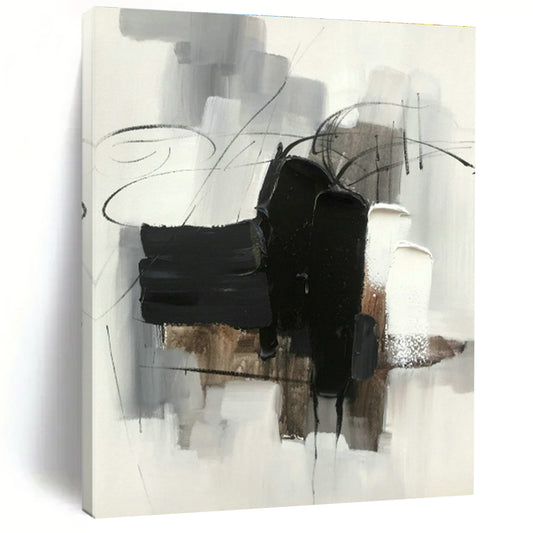 Black - White - Gray Abstract Painting for Minimalist Office & Art Gallery Corridor DLZ1282