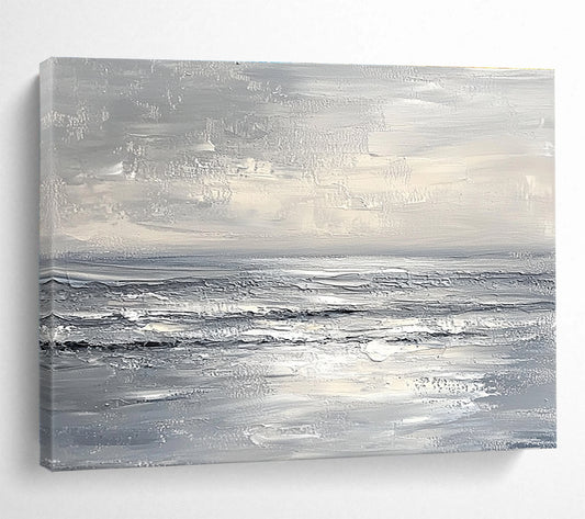 Monochrome Seascape Art for Minimalist Home Office & Serene Meditation Space SC276