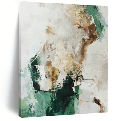 Green and Gold Abstract Art for Botanical Garden Café & Modern Home Library DLZ1015