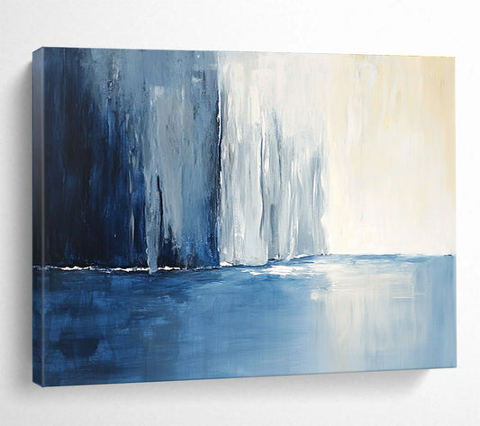 Blue - Toned Abstract Landscape Art for Lakeside Resort & Serene Bedroom SC045