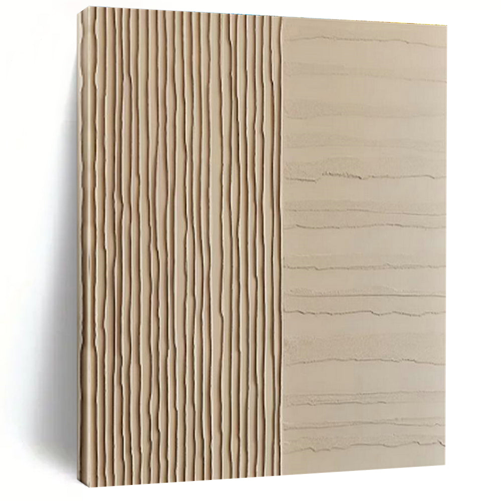 Beige Textured Lines Art for Minimalist Hallway & Design - Focused Office DLZ2178