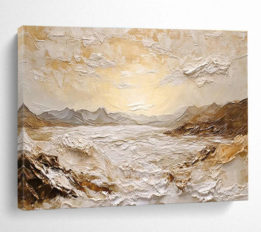 3D Golden Landscape Art for Luxe Living Room with Earthy Tones DLZ2842