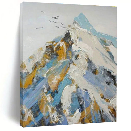 Color - Ink Snow Mountain & Birds Art for Alpine Lodge & Nature - Lover’s Study DLZ0962