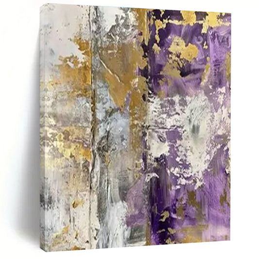 Purple - Gold - Silver Abstract Art for Luxury Hotel Lobby & Upscale Home Living Room DLZ1730